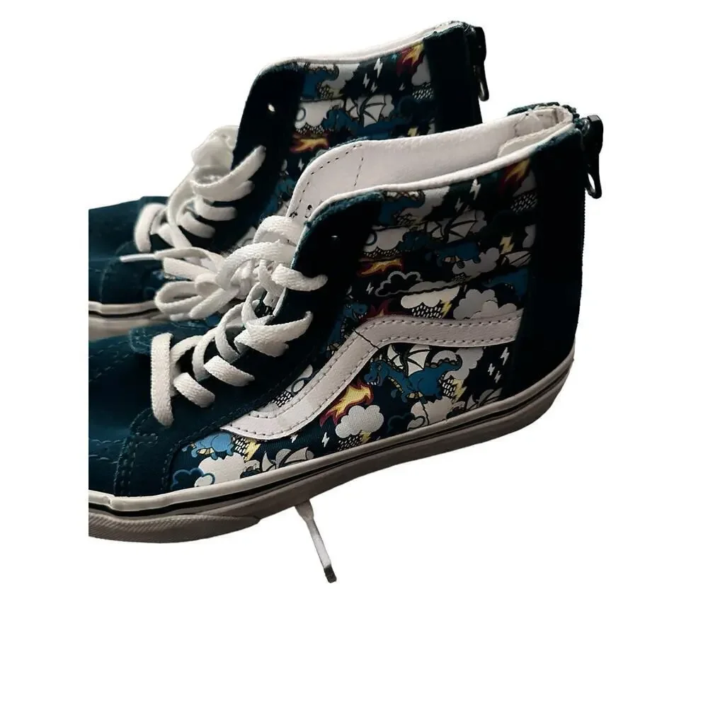 VANS Blue Dark Dragon Lace Up High Top Sneaker Shoes Size 2.0
